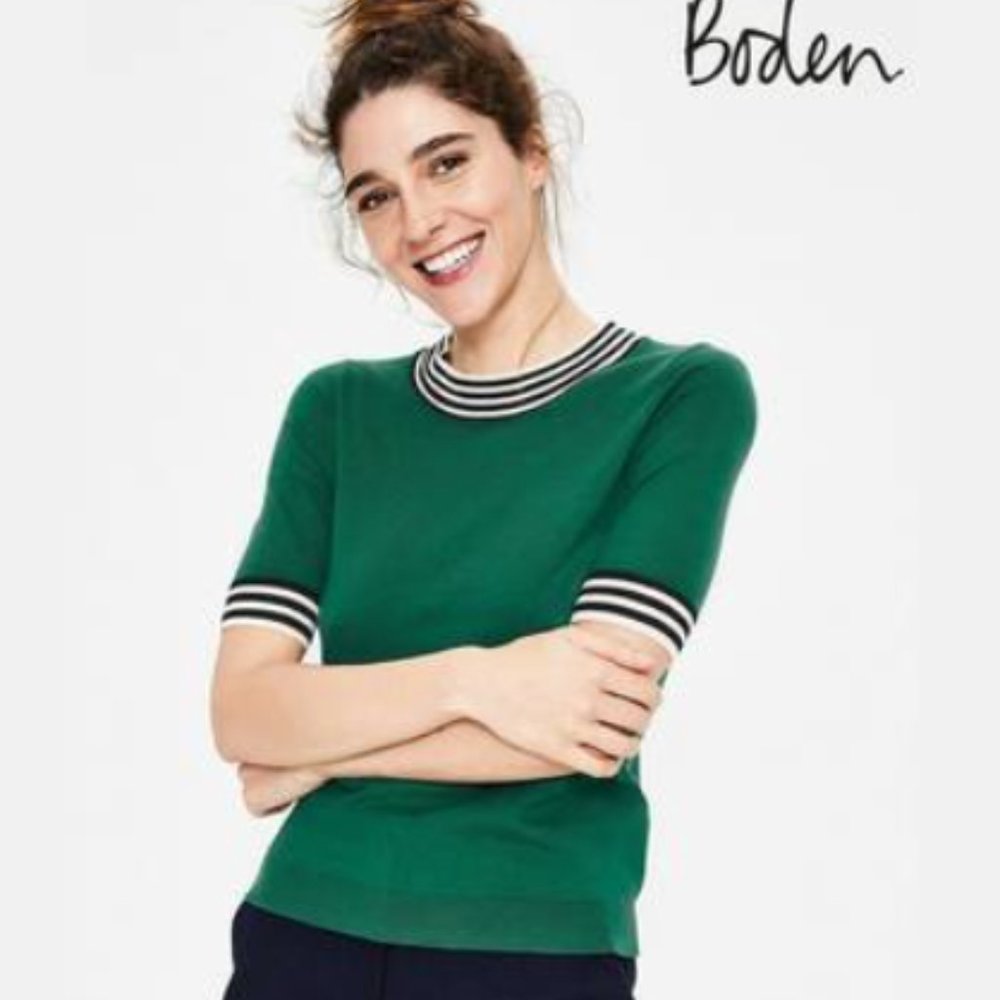 Boden Green Color Detail Knitted Tee
